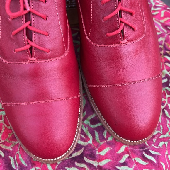 🏴󠁧󠁢󠁥󠁮󠁧󠁿 Jack Wills Made in England Red Leather Oxfords UK 6 - Picture 5 of 17